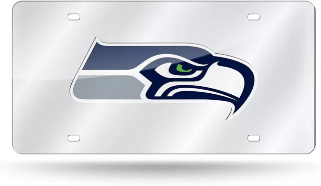 Seattle Seahawks Premium Laser Cut Tag License Plate, Mirrored Acrylic...