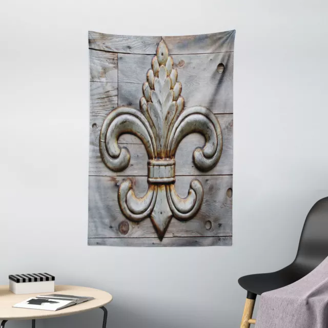 Fleur De Lis Tapestry Ancient Sign Wood Print Wall Hanging Decor