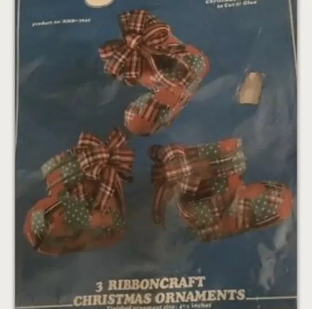 Kit vintage a cuadros aguja de Navidad artesanal adornos navideños NUEVO RibbonCraft