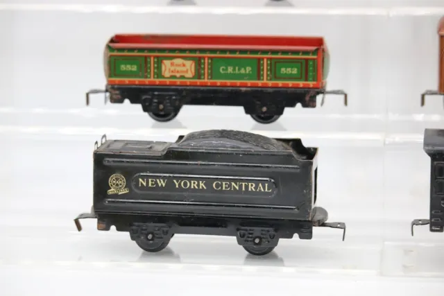 Vintage Marx O Scale Electric Locomotive & Tinplate Cars Set New York Central 3