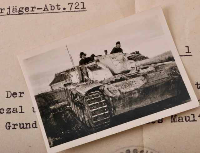 K1 Original WW2 Photo Panzerjäger-abt. 721 Canon D'Assaut Langrohr Russie