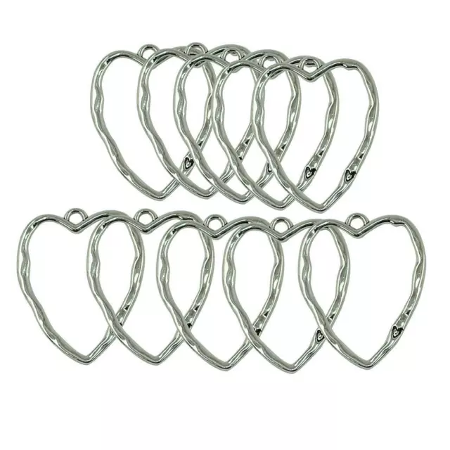 10x Tibetan Silver Heart Charms Pendants Large Jewelry DIY Charms Connectors