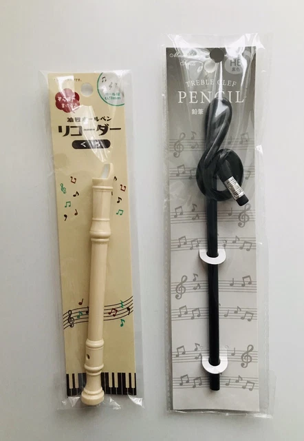 Unique Recorder Style Pen & Treble Clef Style Pencil