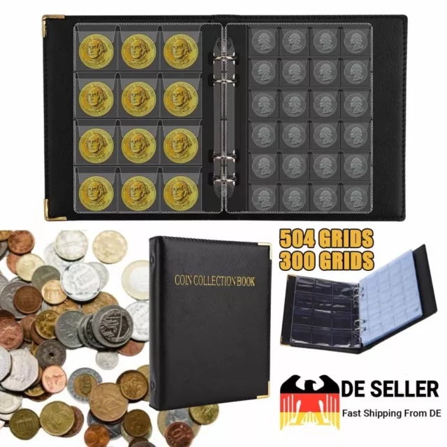 504Stk 2/5/20 EuroMünzen Album Münzalben Sammelalbum Münzenhülle Münzblätter DE