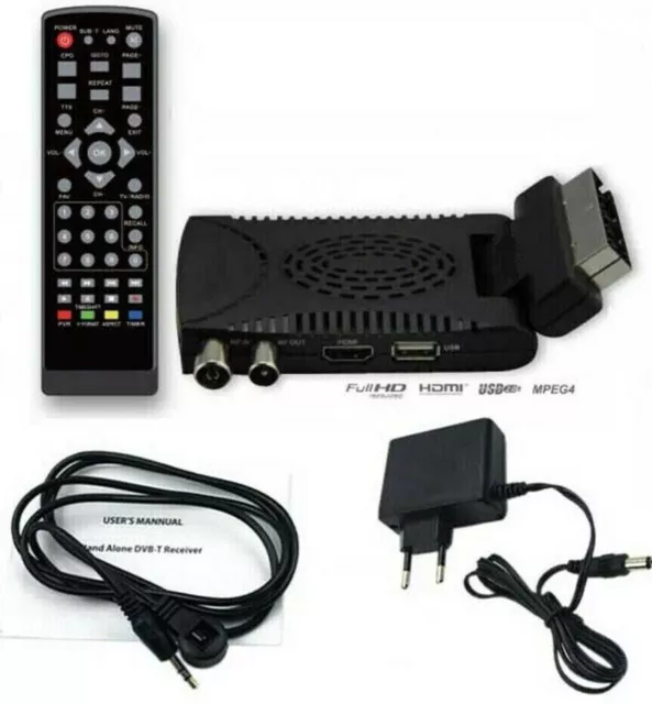 Mini Decoder digitale terrestre TV DVB T3 piega 180° full HD 1080p 1920p scart 3 3