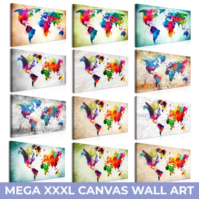 Mega XXXL Big Canvas Wall Art Print Image Picture Home World Map k-A-0006-ak-e