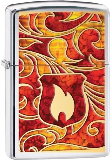 Zippo Choice Flame Fusion Shield Logo Lighter High Polish Chrome 28968 NEW L@@K