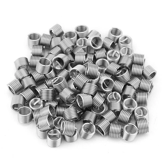100PCS SILVER WIRE Thread Inserts M6 Helical Screw Wire Sleeve Thread ...