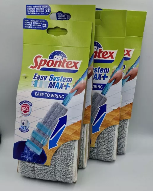 Spontex Easy System Max+ Pad di ricarica mocio piatto in microfibra riutilizzabile x4 nuovo