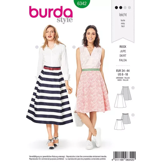 Patron Couture Burda 4157 - Jupe Longue à Plis Couchés - Tailles 36 à 48 - Neuf - Pour Femme