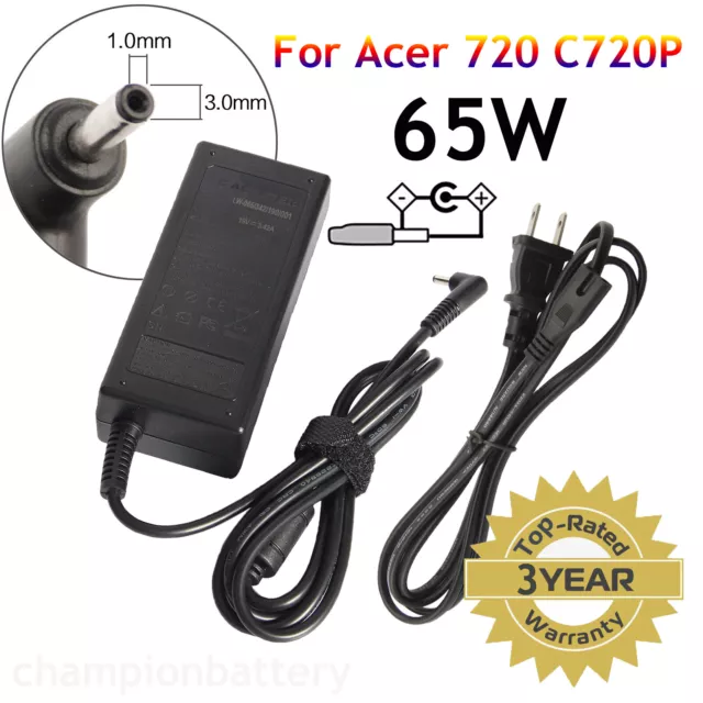 65W 19V 3.42A AC Adapter Charger For Acer Chromebook Aspire Iconia One Cloudbook