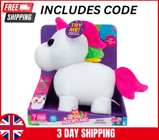 ADOPT ME NEON Unicorn 30cm Plush INCLUDES ROBLOX CODE £26.98 PicClick UK