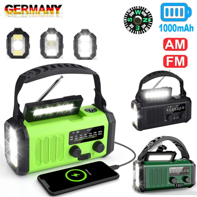 Radio Portatile TONZACK A Energia Solare E A Manovella – AM/FM, Con Torcia LED, Power Bank E Allarme SOS, Per Emergenze E Outdoor