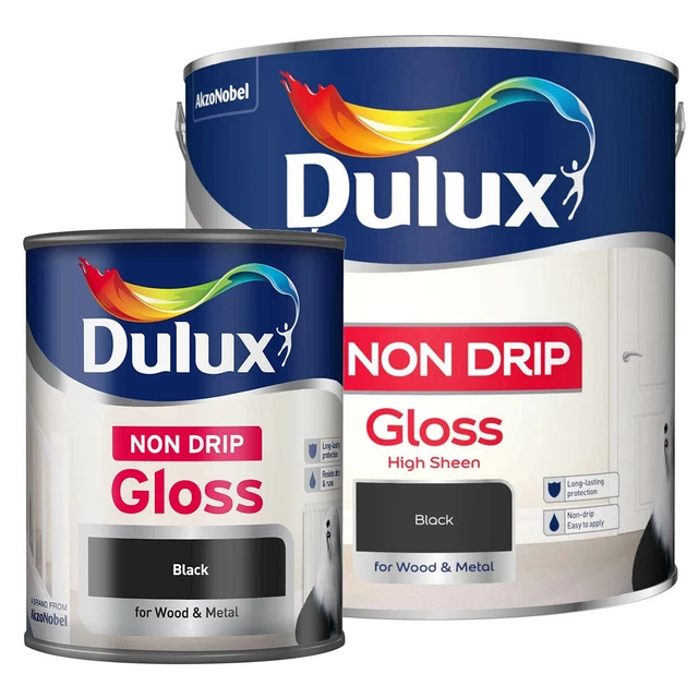 DULUX BLACK HIGH Sheen Non Drip Gloss Finish Interior Exterior Paint