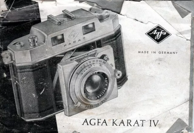 Agfa Karat IV 35mm film camera instruction manual (32pgs/1955)