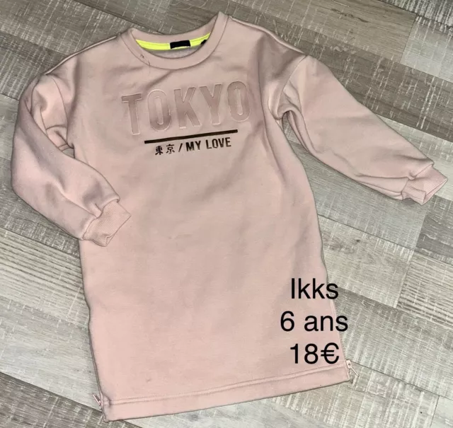 IKKS 6 Ans Fille : Robe sweat rose hiver tokyo