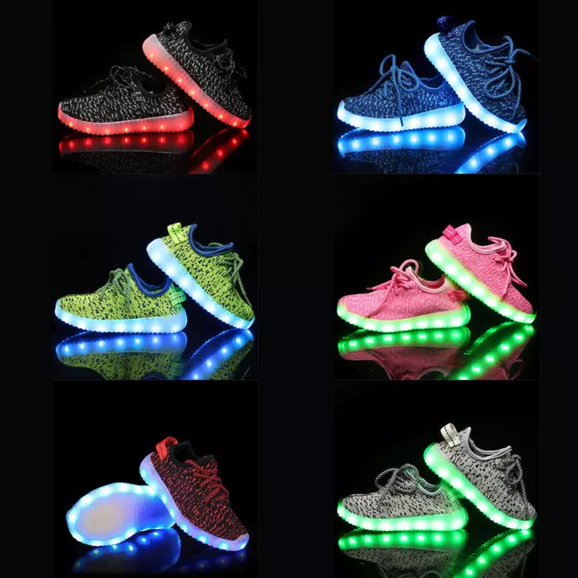 New USB Charging LED Light Luminous Laces Shoes Kids Flashing Sneakers