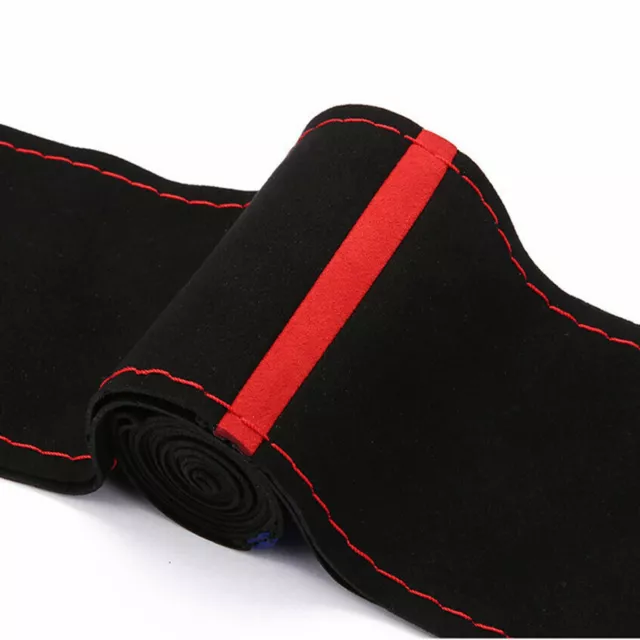 Breathable Car Steering Wheel Protector Cover Microfiber Leather For 38cm/15in