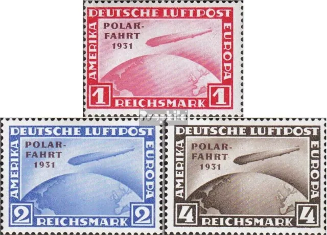 Allemand Empire 456-458 testés avec Attest neuf 1931 Airmail graf zeppelin polar