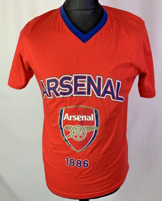 Arsenal Official Logo Badge V Neck T Shirt Red Medium 100% Cotton A441