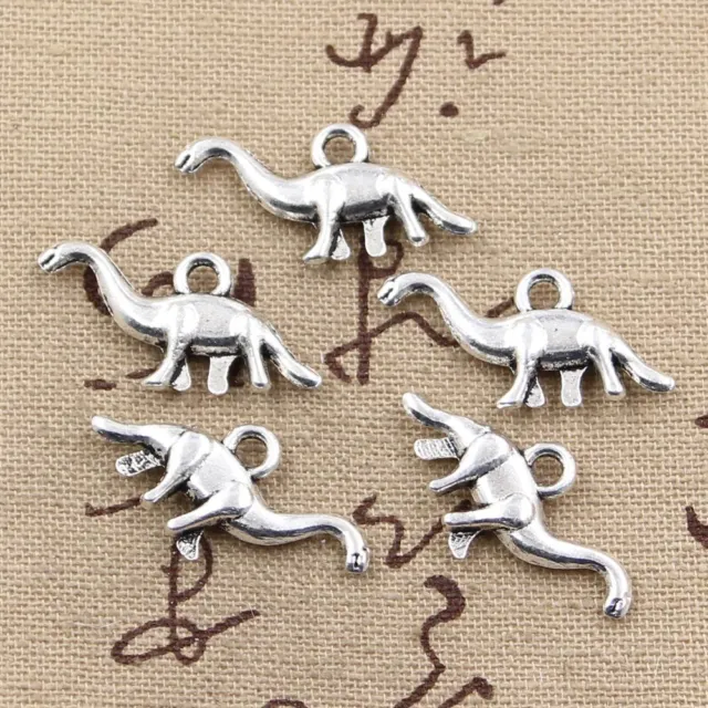20Pcs Dinosaur Charms 27x12mm Animal Pendants Bronze Silver Color Jewelry Charm