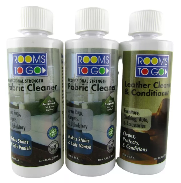 Rooms to Go, Professional Fabric and Leather Cleaner 3 4 oz bottles Lot Set