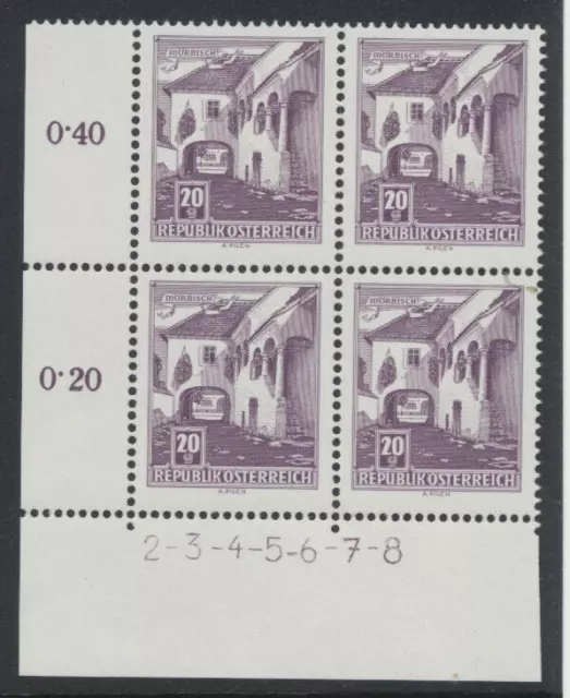 20 Groschen - Bauten - mit Symbolzahlen 2-8 - Viererblock - VB ** vb0028