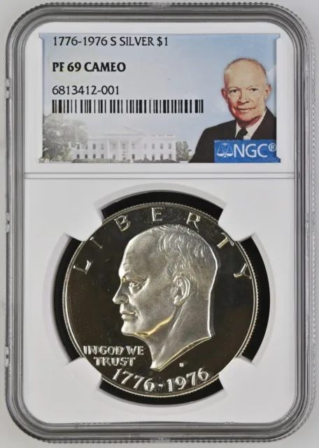 1776 - 1976 S Silver Eisenhower Dollar $1 NGC PF69 CAMEO