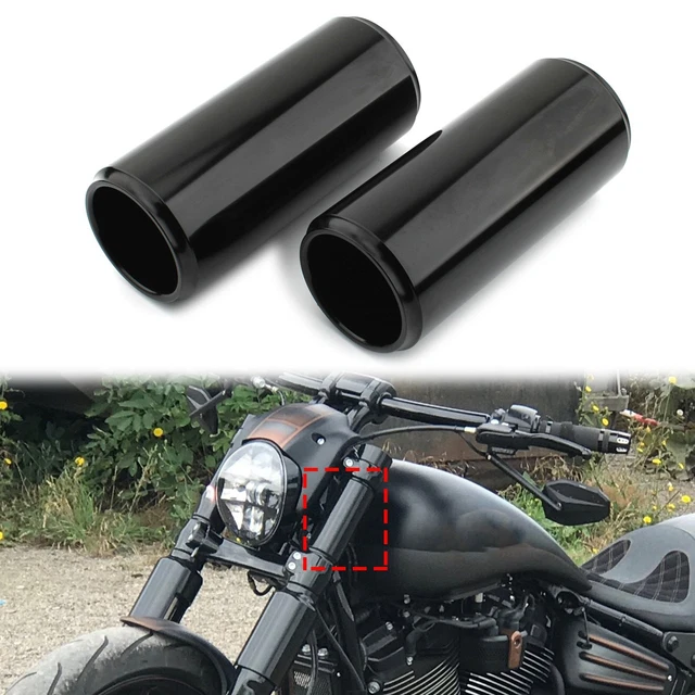 Housses De Fourche Noires Pour Harley Softail Breakout 2018-2021 – Aluminium CNC – Revêtement Poudre Brillant – Lot Complet 6 Pièces