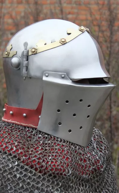 Medieval New bascinet barbuta with visor Helmet 16 Gauge Reenactment 15th centur