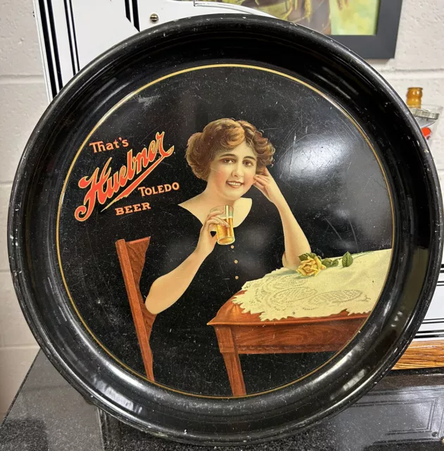 Pre Prohibition Huebner Beer Tray Toledo Ohio 13” 🍺🍺🍺