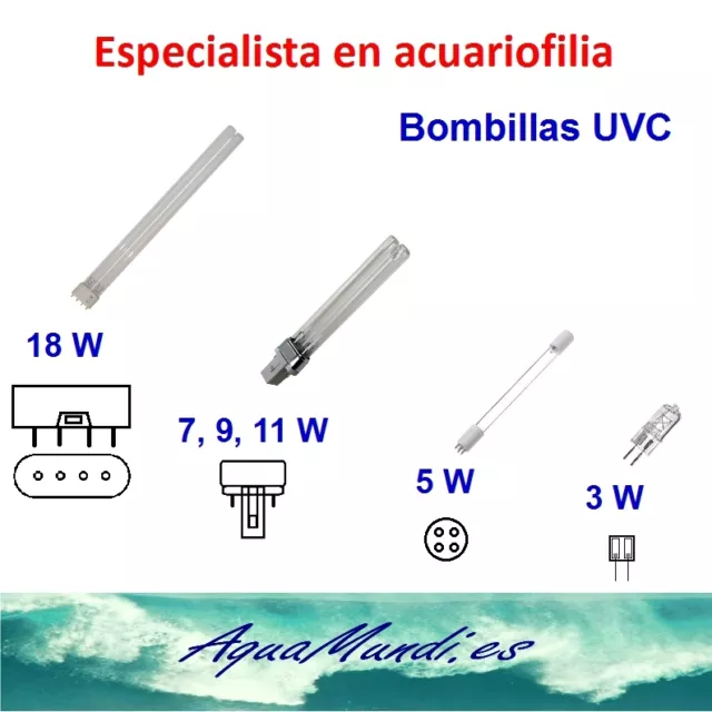 bombilla germicida UV C SUNSUN 9w lampara acuario luz algas plagas G23 CUV 109