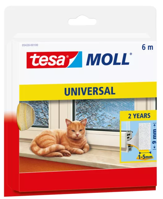 tesamoll Fensterdichtung Schaumstoff (1 x 6 m) - Profil: 9 mm x 6 mm - weiß