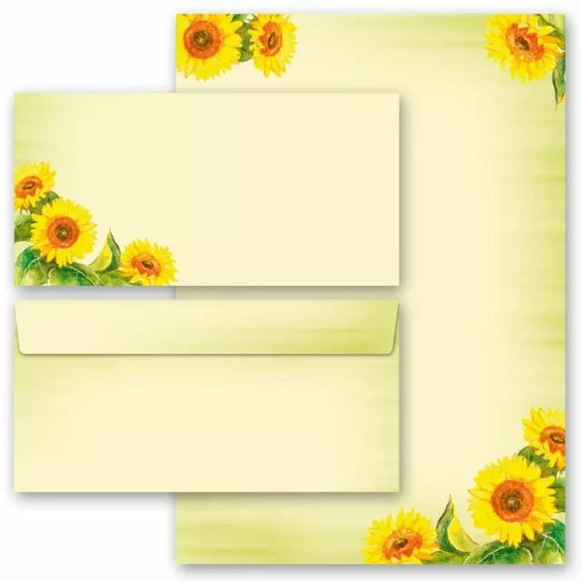 Motiv-Briefpapier-Set SUNFLOWERS 20-tlg. Set - DL (ohne Fenster)