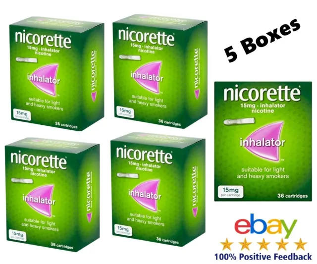 Inhalador Nicorette 15mg 36 Cartuchos Caduca - 09/2026 5 Packs