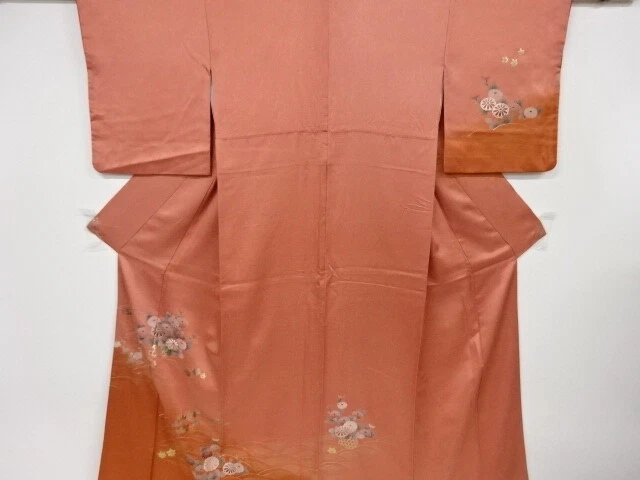 6564091: Japanese Kimono / Vintage Homongi / Kinsai / Embroidery / Kiku & Ume