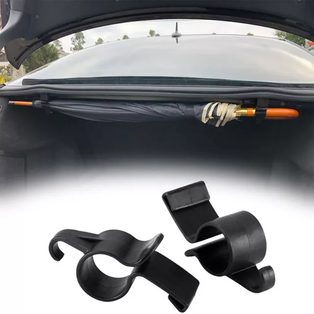 2pcs Car Trunk Hook Plastic Black Vehicles Handy Hanger Bracket Umbrella Holder