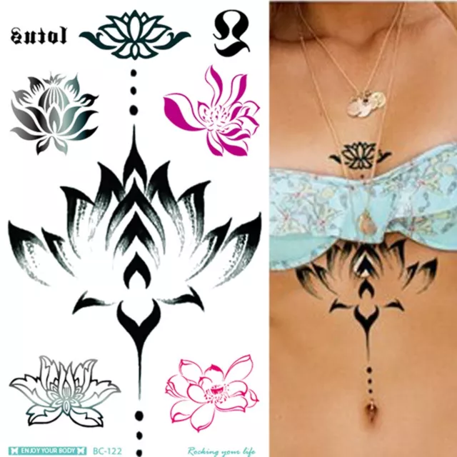 Lotus Temporary Tattoo flower blossom pure purity joga tattoos waterproof tatto