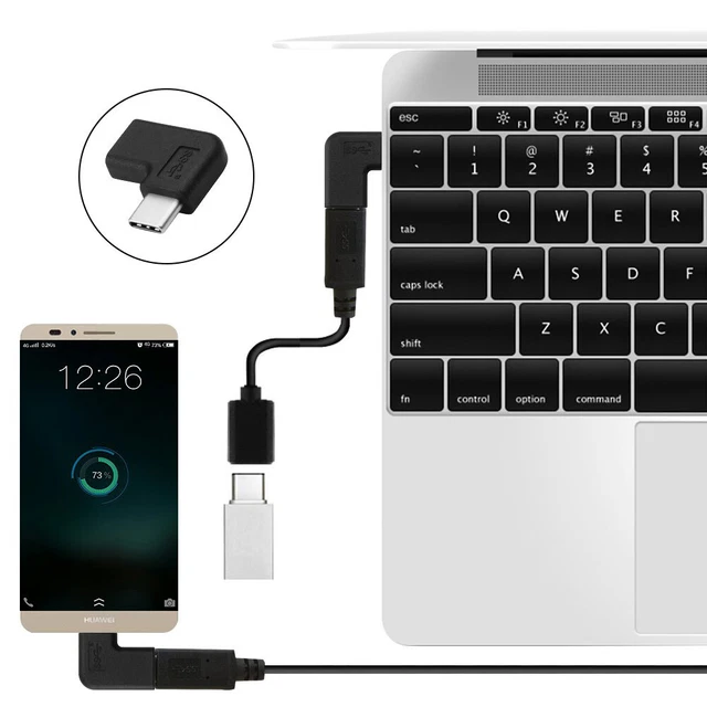 1-2X 90 DEGREE Right Angle USB 3.1 Type C Male To Female USB-C ...