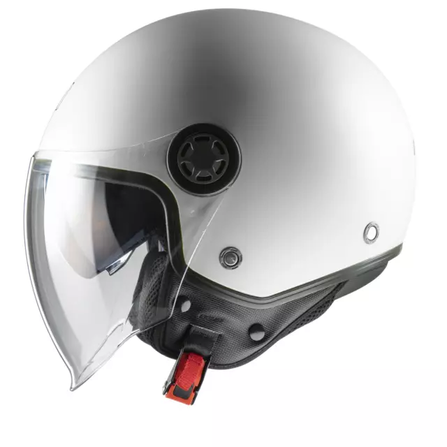 Casque Moto Scooter Demi Jet One Blanc Brillant Avec Double Visière Om Ece 22.06