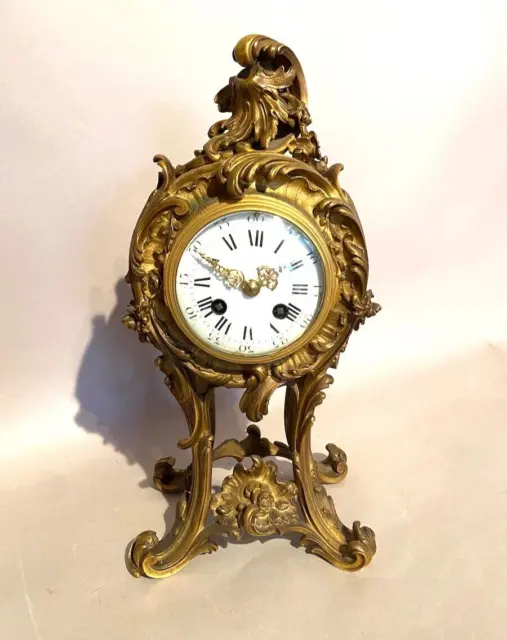 Exquisite 19th Century French Louis XV Bronze Ormolu Table/Mantle Clock