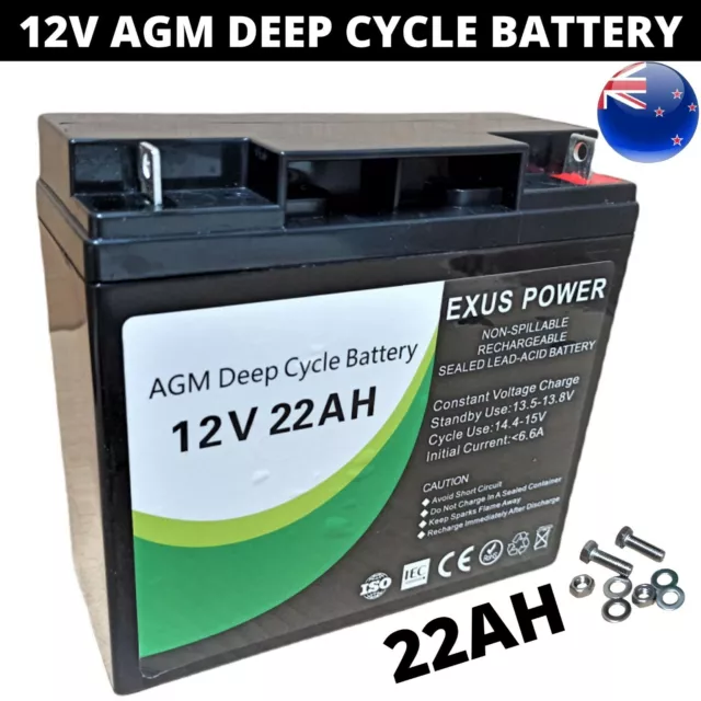 12V 22Ah AGM Deep Cycle Battery rechargeable SLA Sealed Buggy > 17Ah 18Ah 20Ah