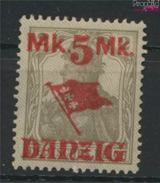 Briefmarken Danzig 1920 Mi 30II Unterdruckspitzen nach unten mit Falz(9688037