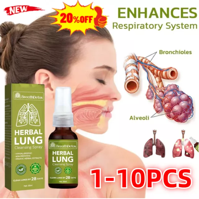 1-10X BreathDetox Herbal Lung Cleanse Repair Spray, Herbal Lung Cleansing Spr /ч