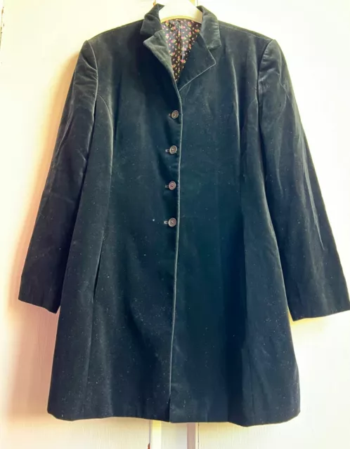 Beautiful *LAURA ASHLEY* Black Cotton Velvet Lined Coat 16