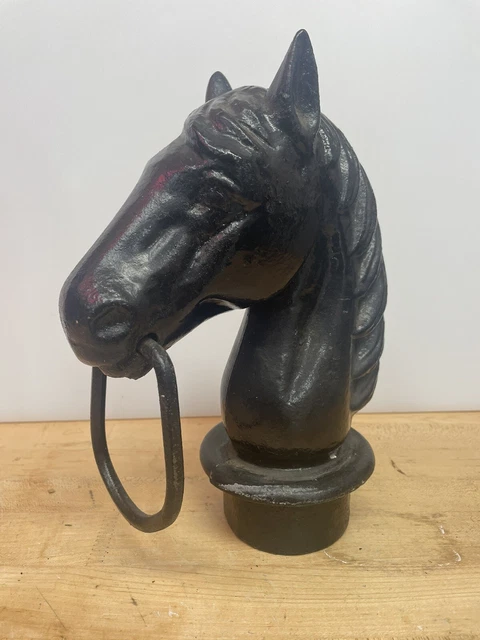Antique Cast Iron Horse Head With Bit, Hitching Post Topper