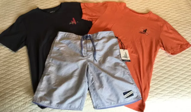 Johnnie O West Coast Prep Boys Shirts EUC & Swim Shorts NWT Lot of (3) Size 14