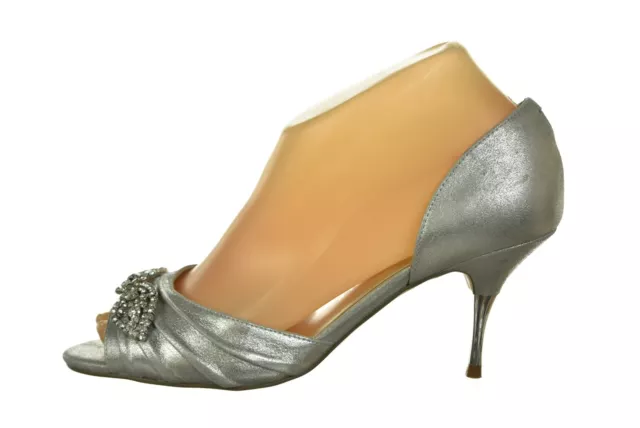 Ivanka Trump Nanci Womens Shoes Size 6.5 M Silver D'Orsay Heels Leather Pumps