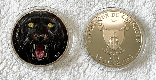 Rare Cameroon Black Panther .999 Silver Layered Coin - Add to Your Collection!