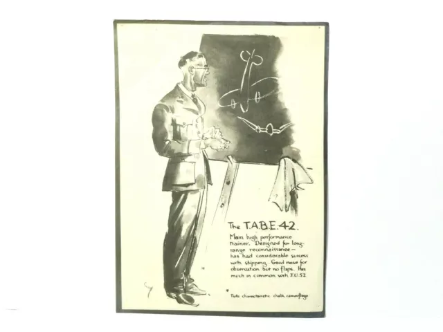 WW2 RAF Medmenham COX Cartoon Proof  T.A.B.E. 42 / J.U. 52 German Aircraft  #JR